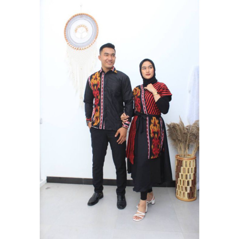 GROSIR COUPLE DRESS ANDIN/COUPLE  MOTIF SONGKET/COUPLE BATIK KATUN/COUPLE ÈTNIK MODERN PESTA BK001
