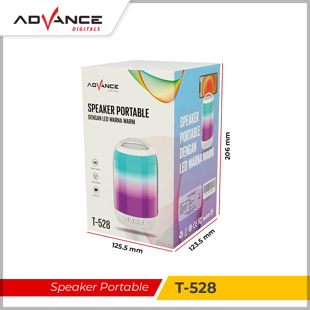 【Garansi 1 Tahun】Advance Speaker Bluetooth T-528 Speaker TWS Bluetooth Portable Led Light Music