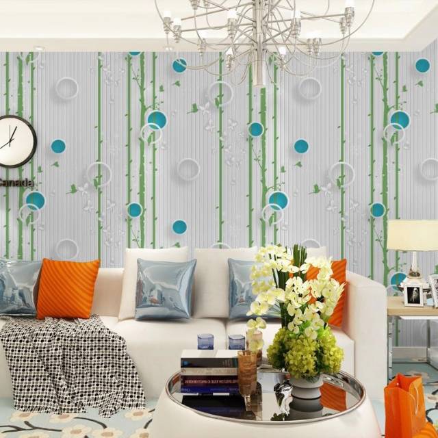 WALLPAPER DINDING MOTIF POLKADOT SALUR ijo