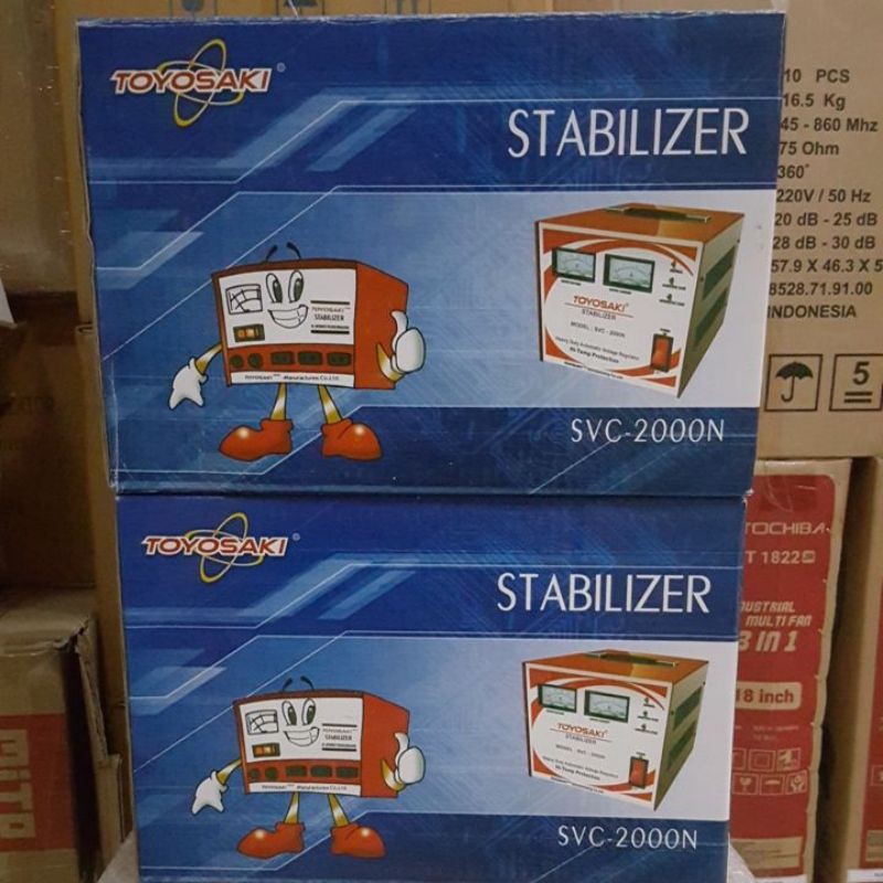 Stabilizer TOYOSAKI Kapasitas 2000Watt Model SVC-2000N BEST Quality + Rangkaian Kabel