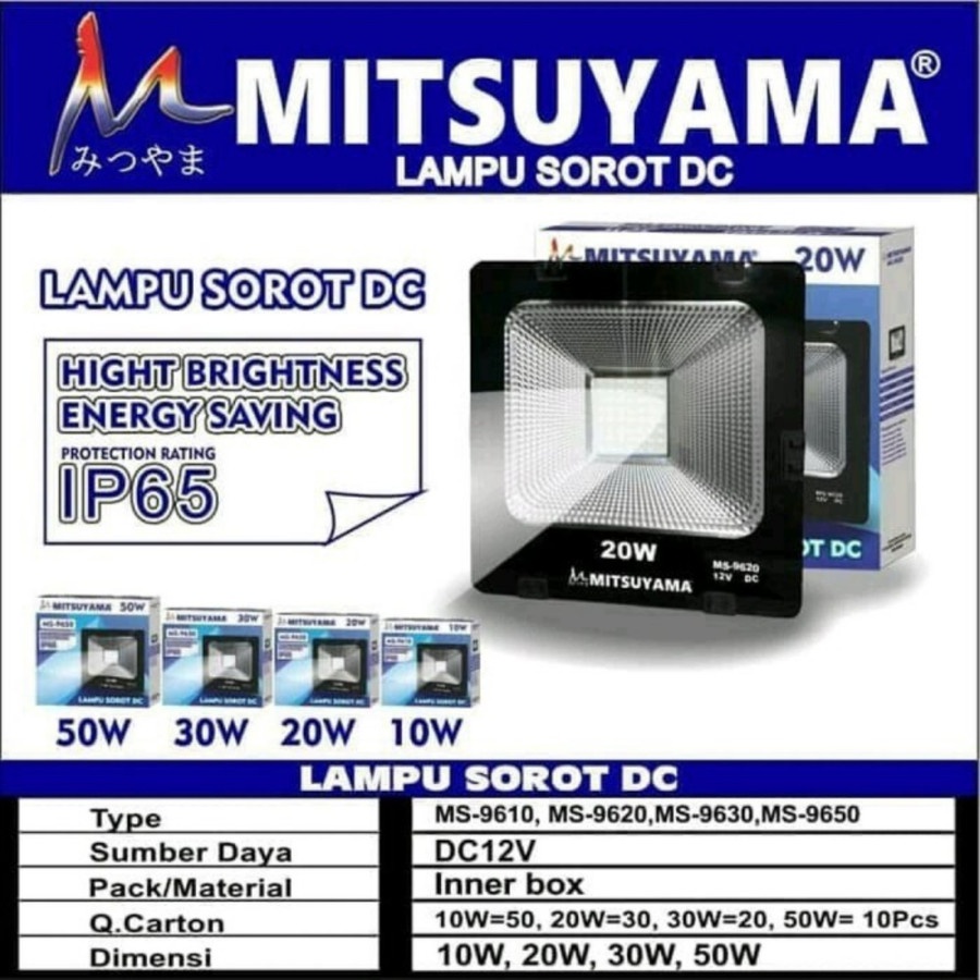 LAMPU SOROT DC 12V 20 WATT PUTIH LAMPU LED TEMBAK 20W WATERPROOF