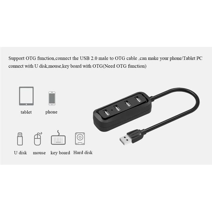 Vention J43 USB HUB 2.0 4Port OTG Support Pure Power