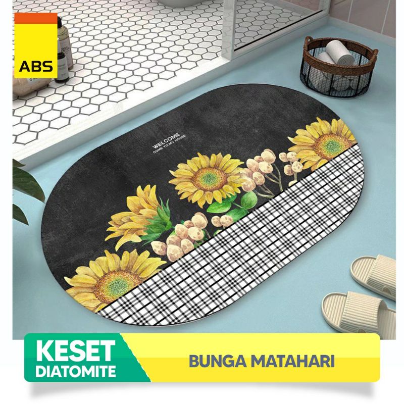 Keset Diatomite Bundar Motif Bunga Matahari