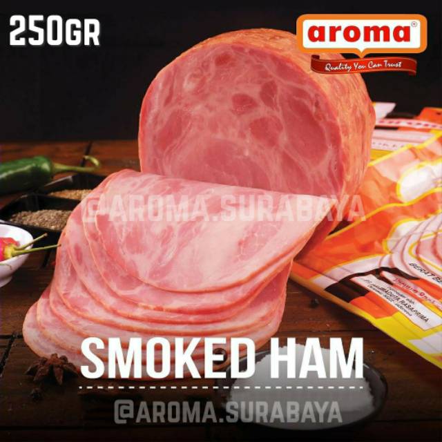 

AROMA Pork Smoked Ham 250gr 1/4kg Daging Babi Asap Bulat NON-HALAL Meat Frozen Food