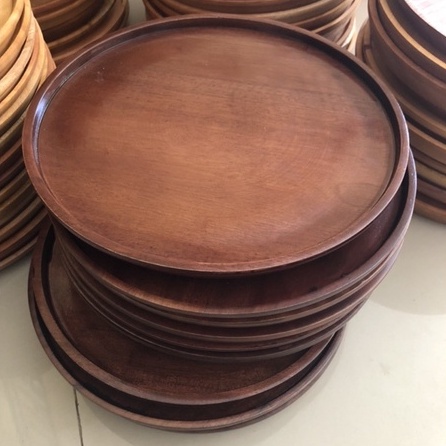 Nampan Kayu 30cm Nampan Baki Wooden Tray Bulat Kayu Mahoni