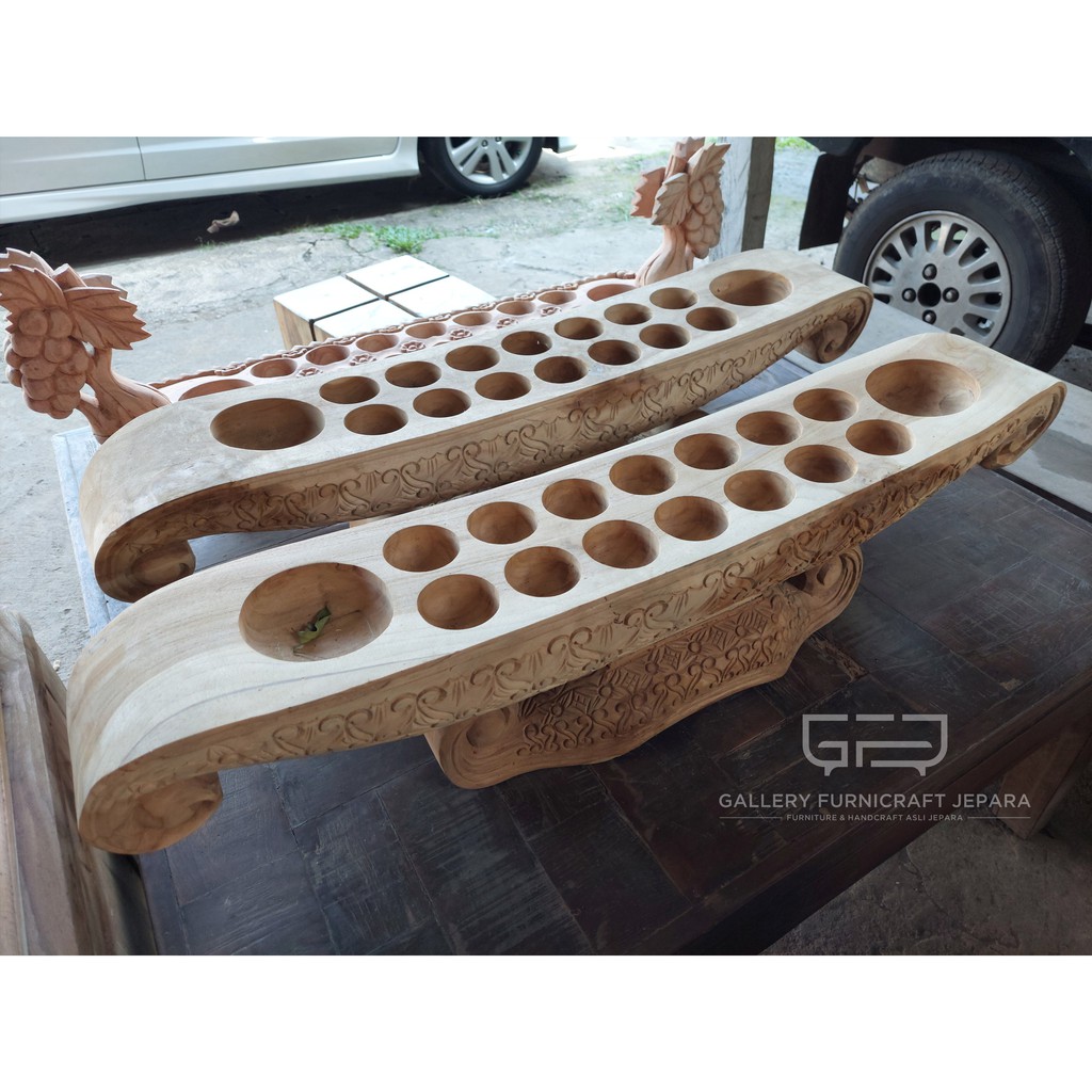 Dakon Gamelan Lubang 7 Kayu Jati Unfinish