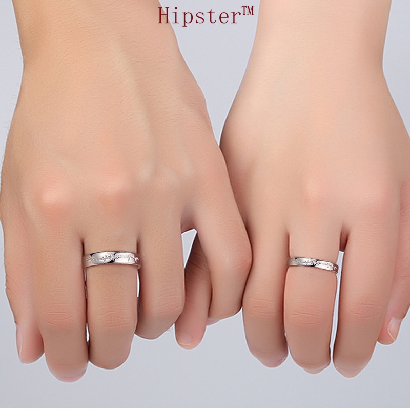 Korean-Style Chic and Unique Vintage Sterling Silver Adjustable Couple Romantic Ring