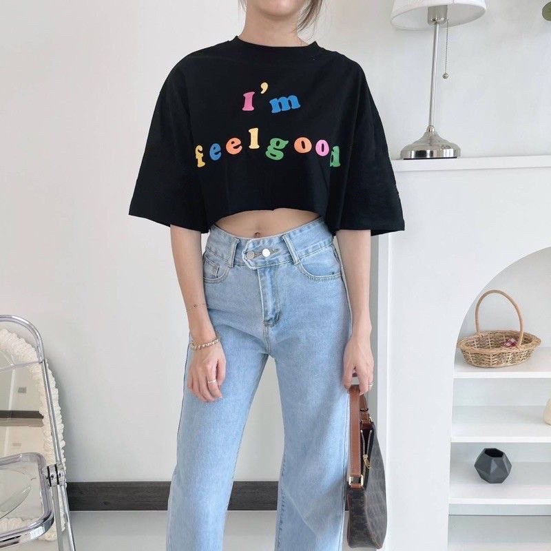 Kaos Oversize Crop I Feel Good (LD 106, P 45)