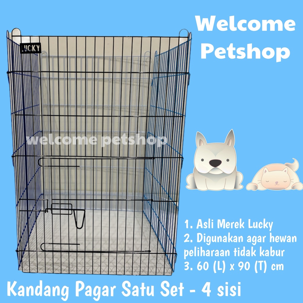 Kandang Pagar Satu Set 60 x 90 cm Lucky 4 sisi Kandang Jumbo Hewan