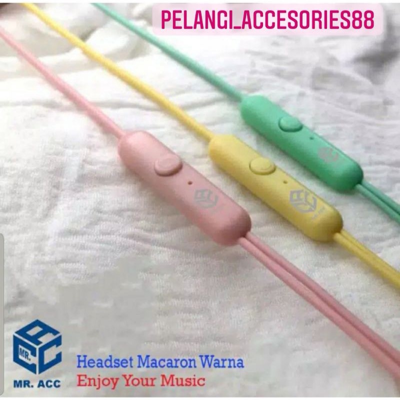 EARPHONES MACARON MR.ACC SUPER BASS WARNA WARNI - HEADSET --PELANGI ACCESORIES88