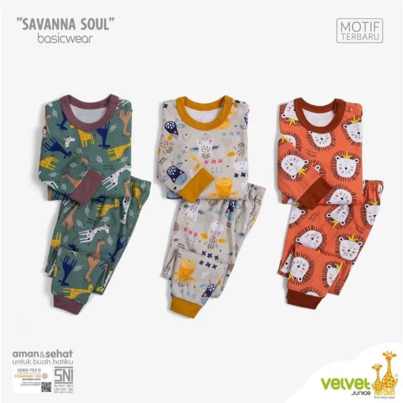 Velvet Junior Setelan Baju Panjang Celana Panjang Baju Pendek Celana Pendek Anak XL XXL 18 Bulan - 3 Tahun