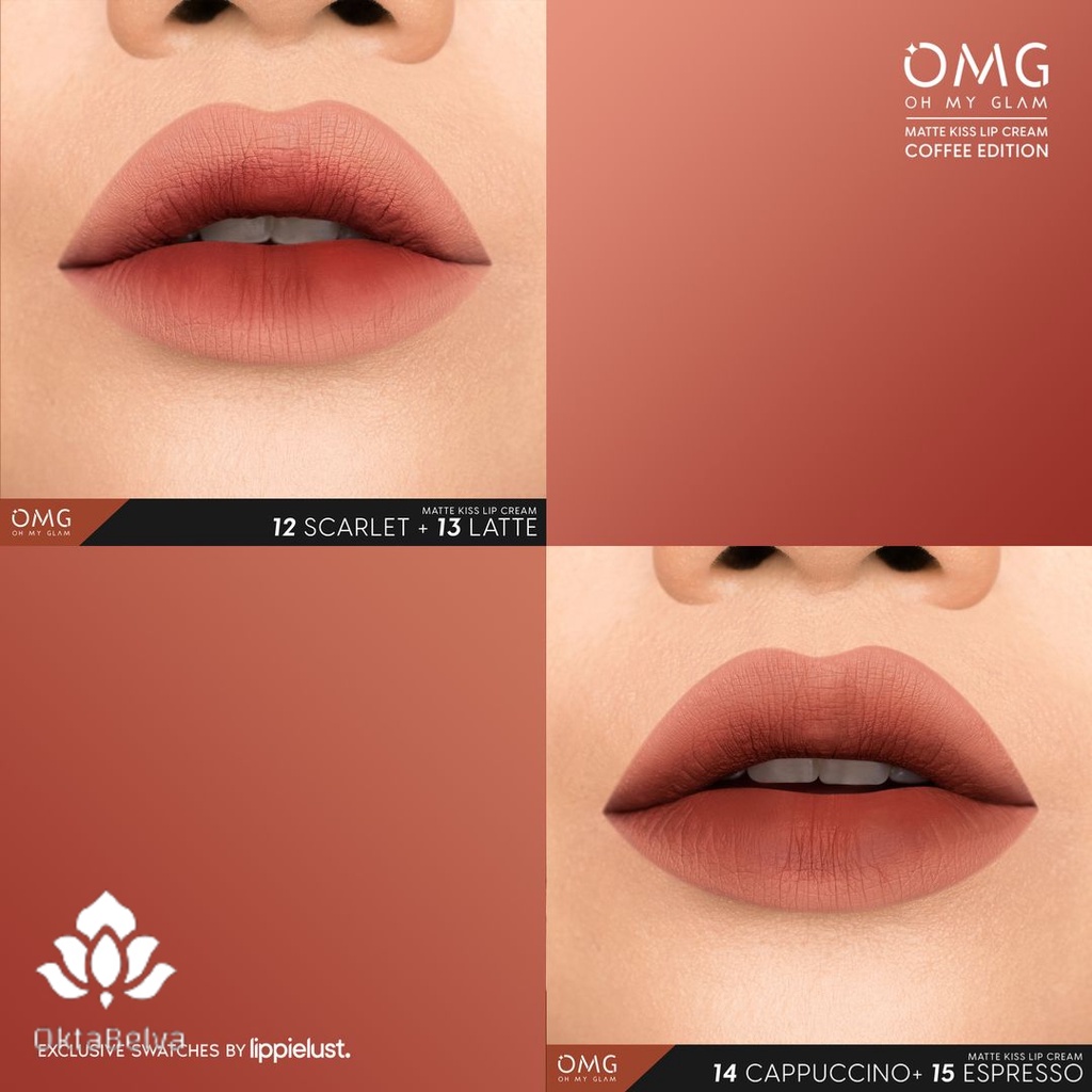Paket 2 pcs Ombre Lips OMG | Lipcream Coffee Edition 100% ORI No 1213 1415 | Oh My Glam Matte Kiss L