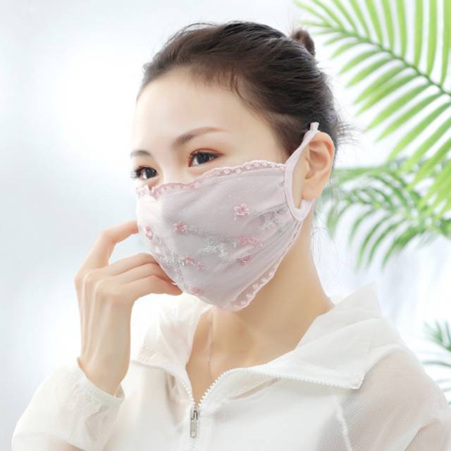 Masker kain earloop import aplikasi bordir renda