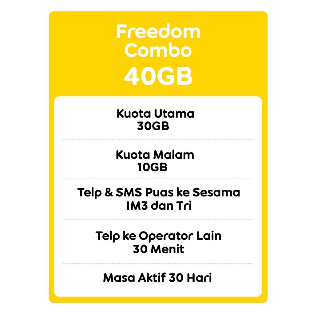 New Arrival|SQ33|KARTU PERDANA FREEDOM COMBO 40GB / 30 HARI