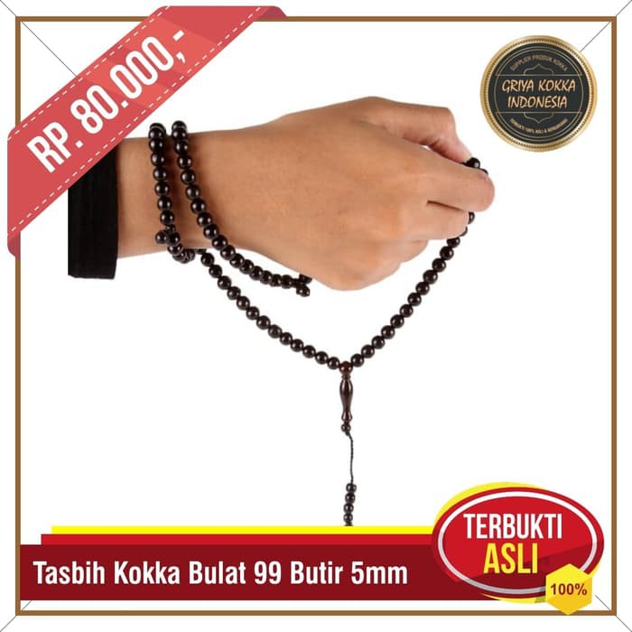 Tasbih Kokka Bulat Kepala Hitam - Kayu Kesehatan - Tasbih Kayu