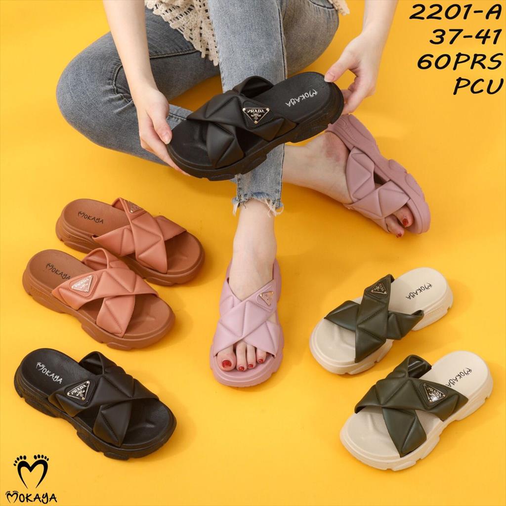 Sandal Slop Jelly Wanita Model Silang Pr*ada Super Cantik Casual Trendy Import Mokaya / Size 37-41 (2201-191/2201-A)