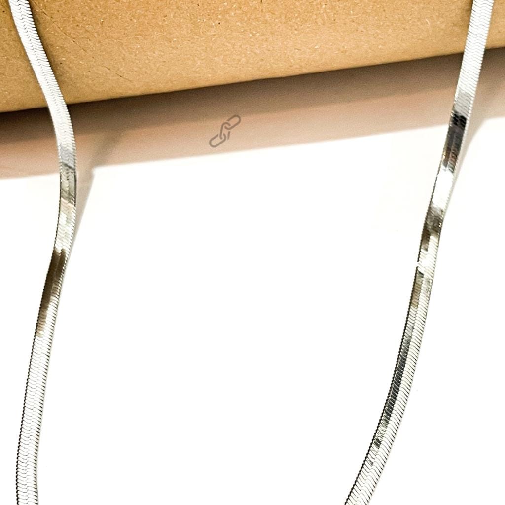 BISA COD TERMURAH Kalung Rantai Gepeng Warna Silver Kalung Pendek / Kalung Pria / Kalung Cowok Akses