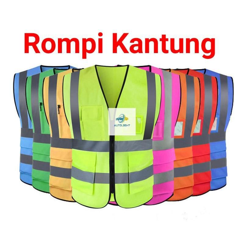 Rompi Safety Polyster Asli Kantong Rompi Proyek X Rompi Parkir/Rompi Motor