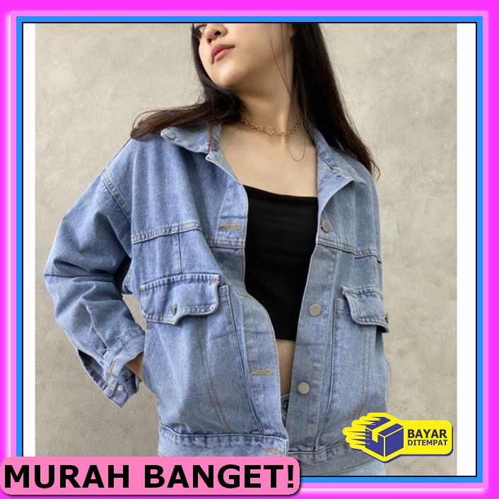 Allsize - Jaket Jeans Wanita Crop Sobek Ripped Import Jacket Jins HN868 Amr Original  - Jeans Jack