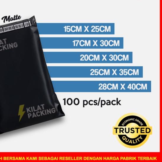 

☟ POLYMAILER EKONOMIS HITAM VARIAN - PLASTIK PACKING ONLINE MURAH 1 PACK - 15CM X 25CM ✤