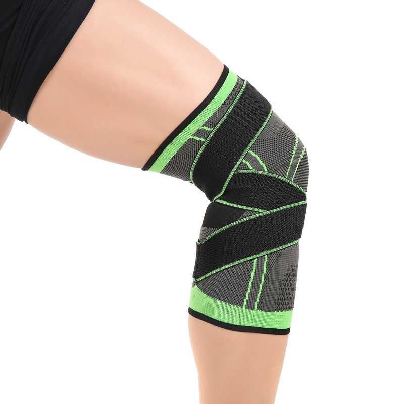 Pelindung Lutut Knee Support Compression Sport Fitness Size M - Black/Green