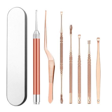 [TOSERBA_EMAK] - Biutte.co Pembersih Telinga Korek Kuping Ear Spoon Wax Picker with LED Light 7 PCS