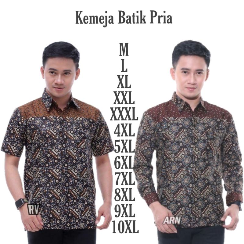 KEMEJA BATIK PRIA LENGAN PENDEK/KEMEJA BATIK PRIA LENGAN PANJANG SIZE M L XL XXL DAN JUMBO BIG SIZE BAHAN BERKUALITAS