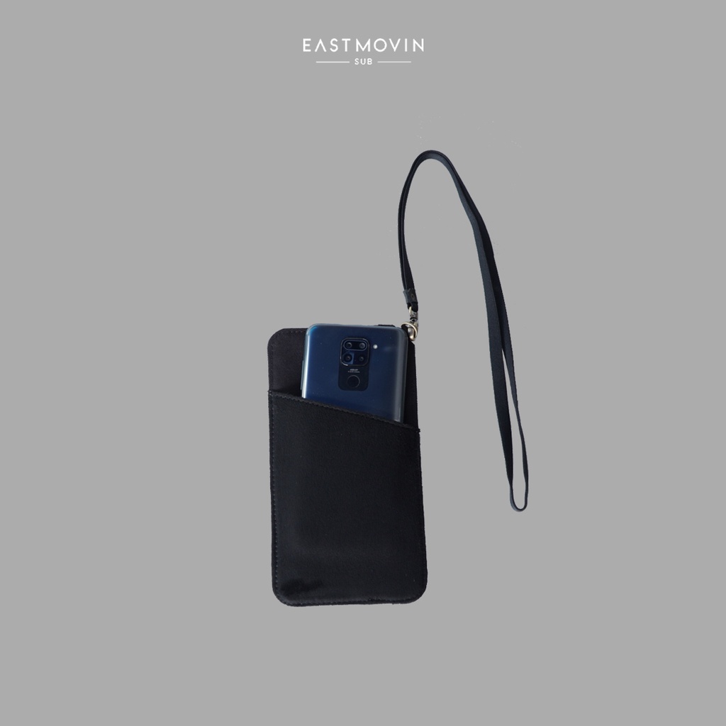 [PREMIUM] Dompet Gantung Leher Hanging Wallet Kartu HP Kanvas Kulit Asli Original Eastmovin Heyden