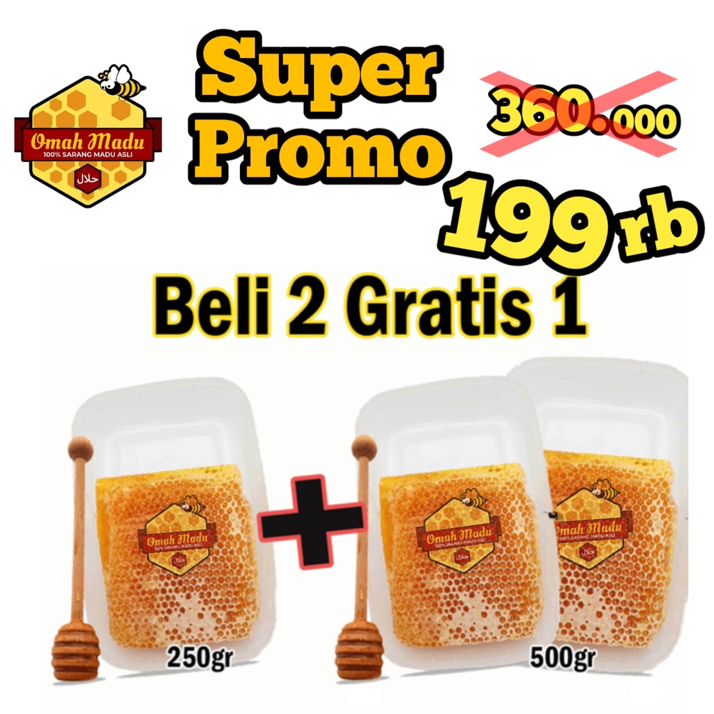 

Madu Sarang Omah Madu 250gr, honeycomb beli 2 gratis 1