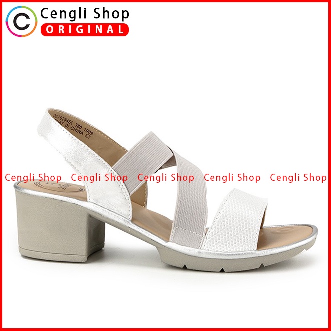 SANDAL HEEL KULIT OBERMAIN HEELS WANITA ORIGINAL SLINGBACK SILVER OW21