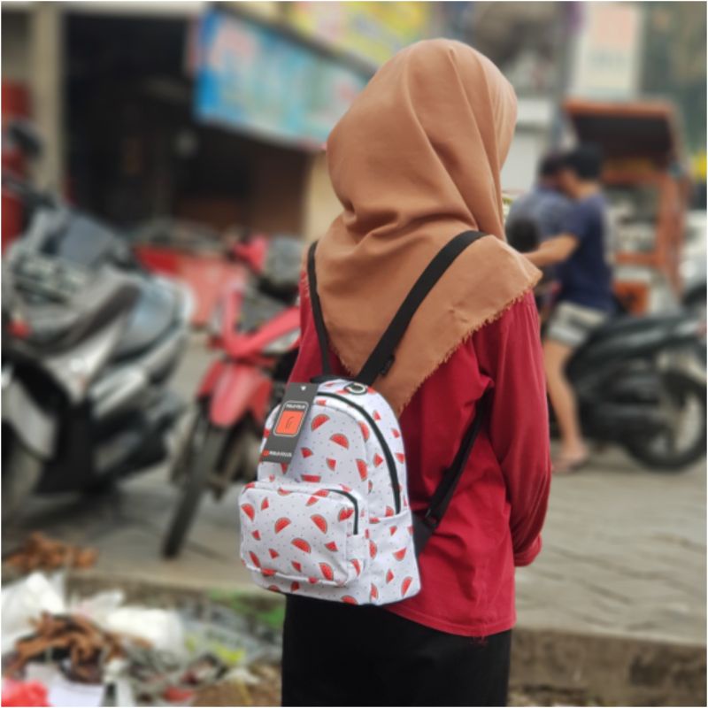 Tas Ransel mini bahan canvas motif/tas cewek/tas kecil imut/tas batik/tas Backpack Mini