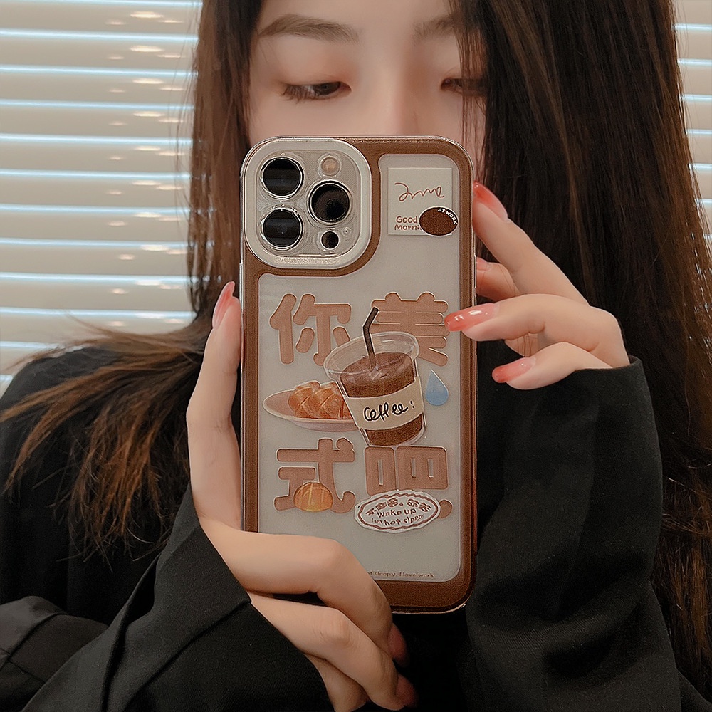 IPHONE Ins Kopi Casing Transparan Untuk Iphone14 7/8 SE 2020 7+8plus 11 12 13 Mini PRO MAX Casing Cover Pelindung AT0183