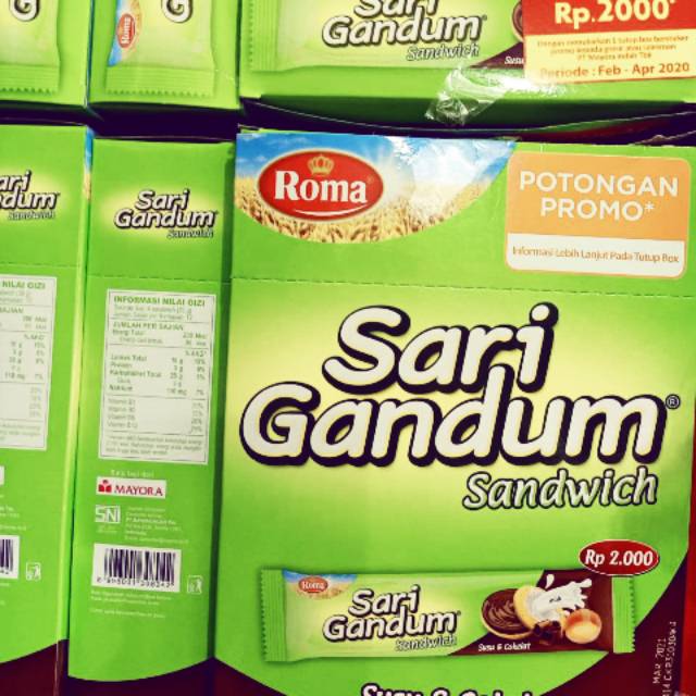 

Roma sari gandum per box isi 12 saset