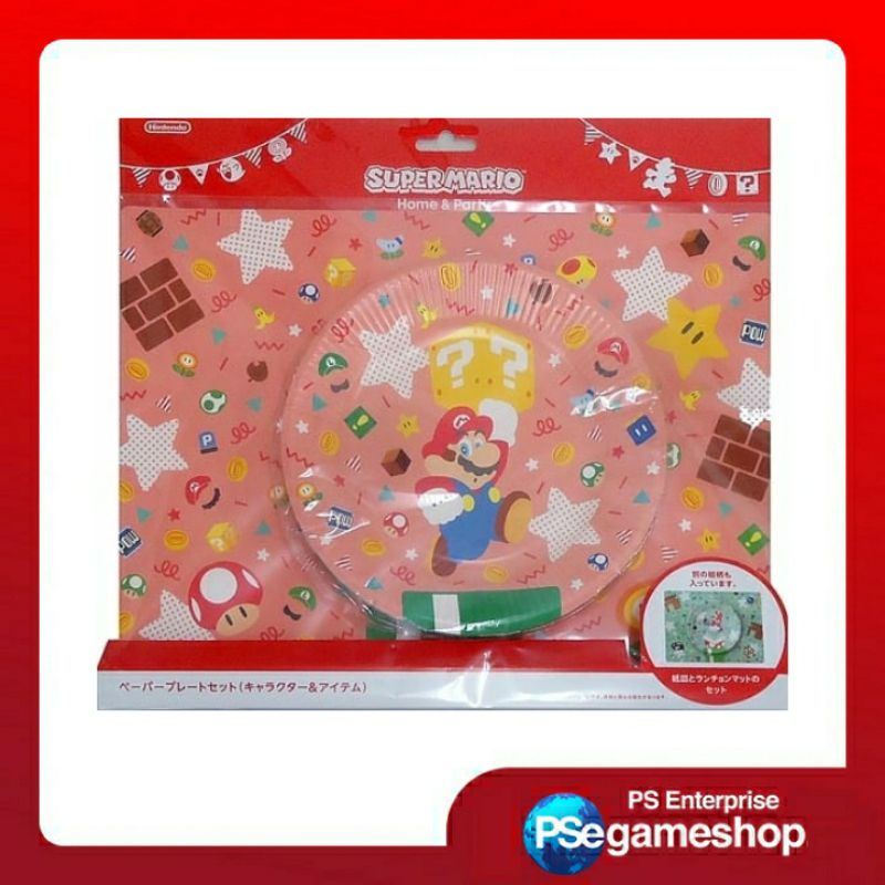 Super Mario Home &amp; Party Paper Plate Set (Character &amp; Item) – Pink