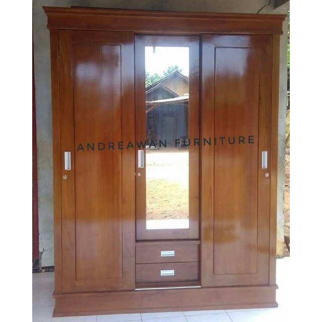 Lemari pakaian minimalis jati lemari sleeding lemari baju lemari jati lemari kaca furniture Jepara