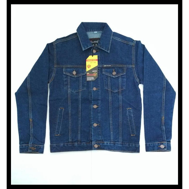 2835 jaket denim pria / jaket levis cowok / jaket jeans pria premium qualit - hitam, l n3fa