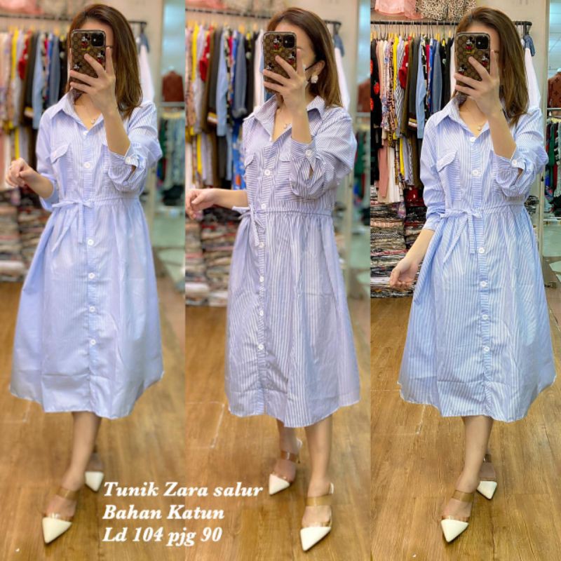 Tunik zara salur bahan katun all size