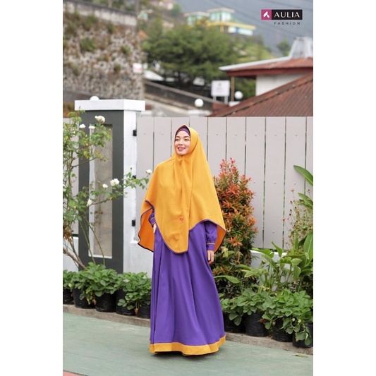 PL Set gamis Aulia warna ungu - Mustard