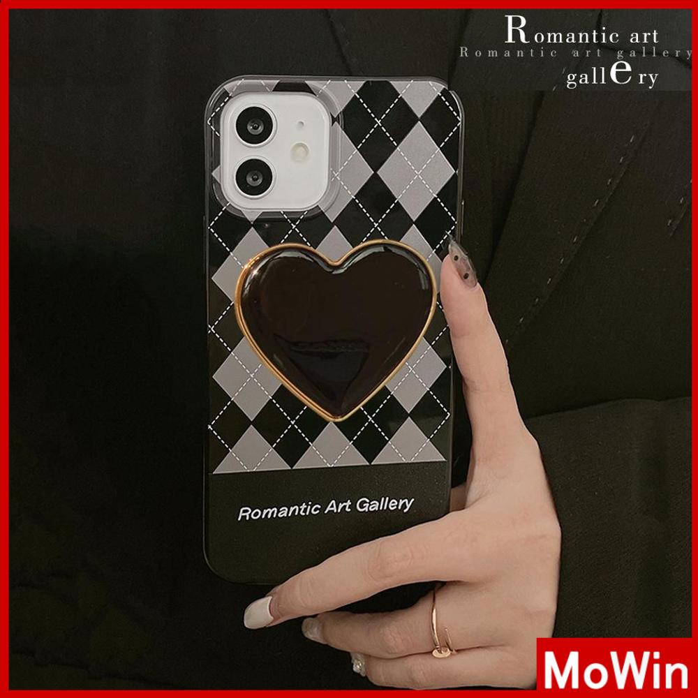 iPhone Case Silicone Soft Case Candy Case Black Heart Phone Stand with Folding Stand Grips Camera Bump Protection For iPhone 13 Pro Max iPhone 12 Pro Max iPhone 11 iPhone7 Plus