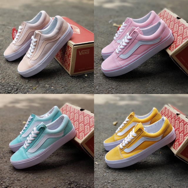 blue pink and yellow vans