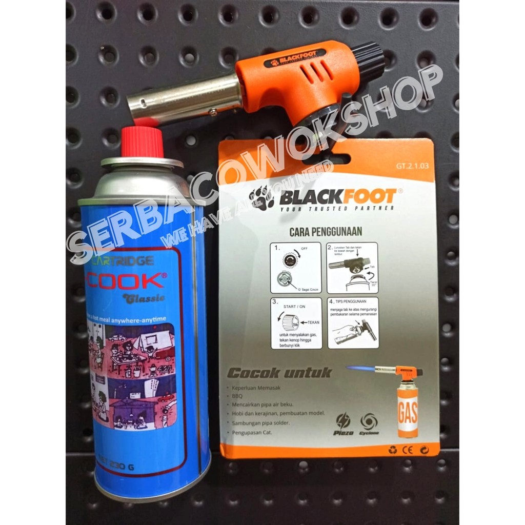 Paket Gas Torch Multi Purpose Blackfoot Cyclone Dengan Gas Hi cook Portable KHUSUS AREA JAWA