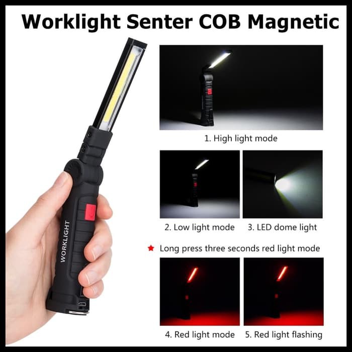 TaffLED Worklight Senter COB Magnetic Flashlight LED 2000 Lumens 175A