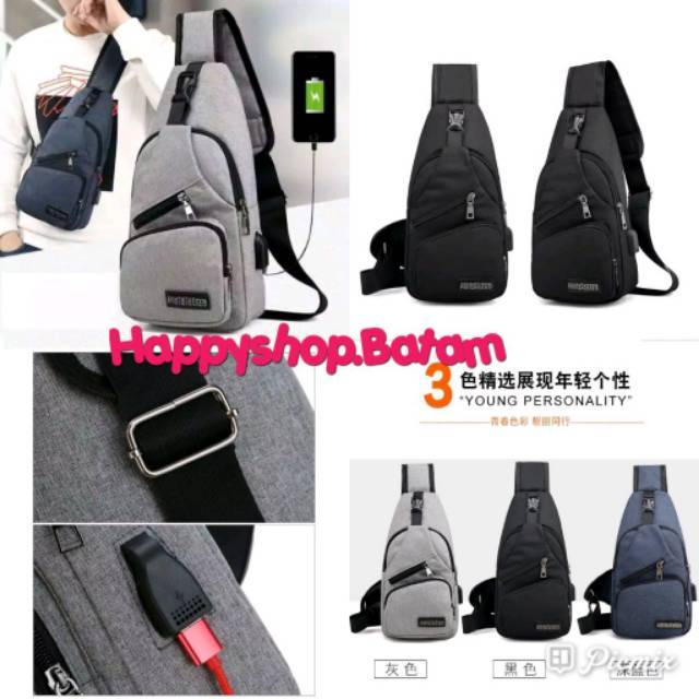 HS [COD] Tas Selempang Pria  Usb Port Terlaris