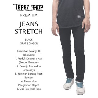  Celana  Jeans  Panjang Pria  Slimfit Polos  Pria  Setrit Hitam  