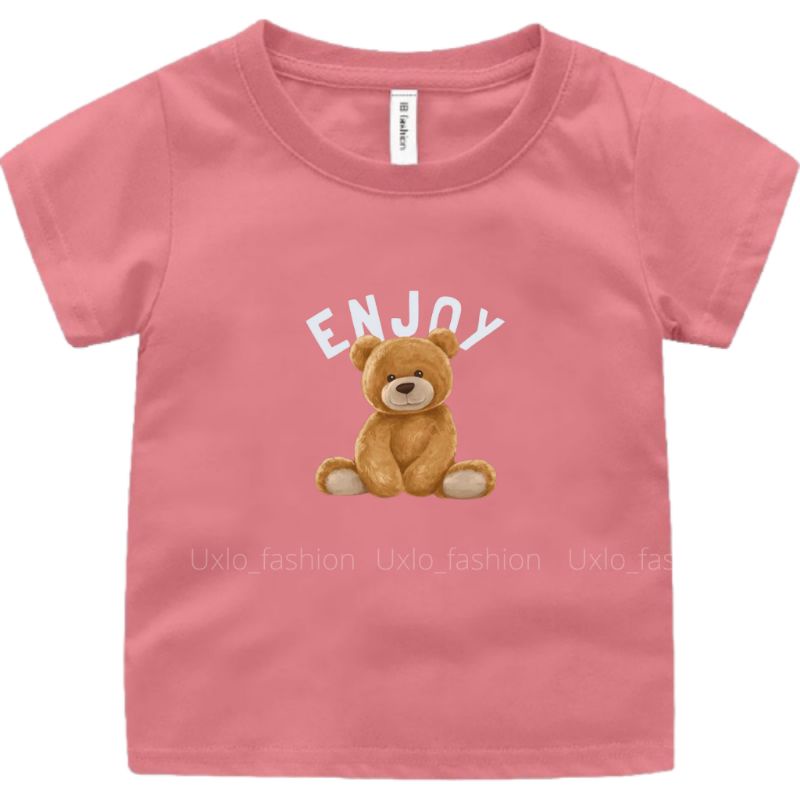 KAOS ANAK PEREMPUAN DAN LAKI LAKI BAHANN COTTON COMBED 30S UMUR 1 SAMPAI 9 TAHUN LENGAN PENDEK MOTIF TEDDY BEAR KARTUN UXLO FASHION