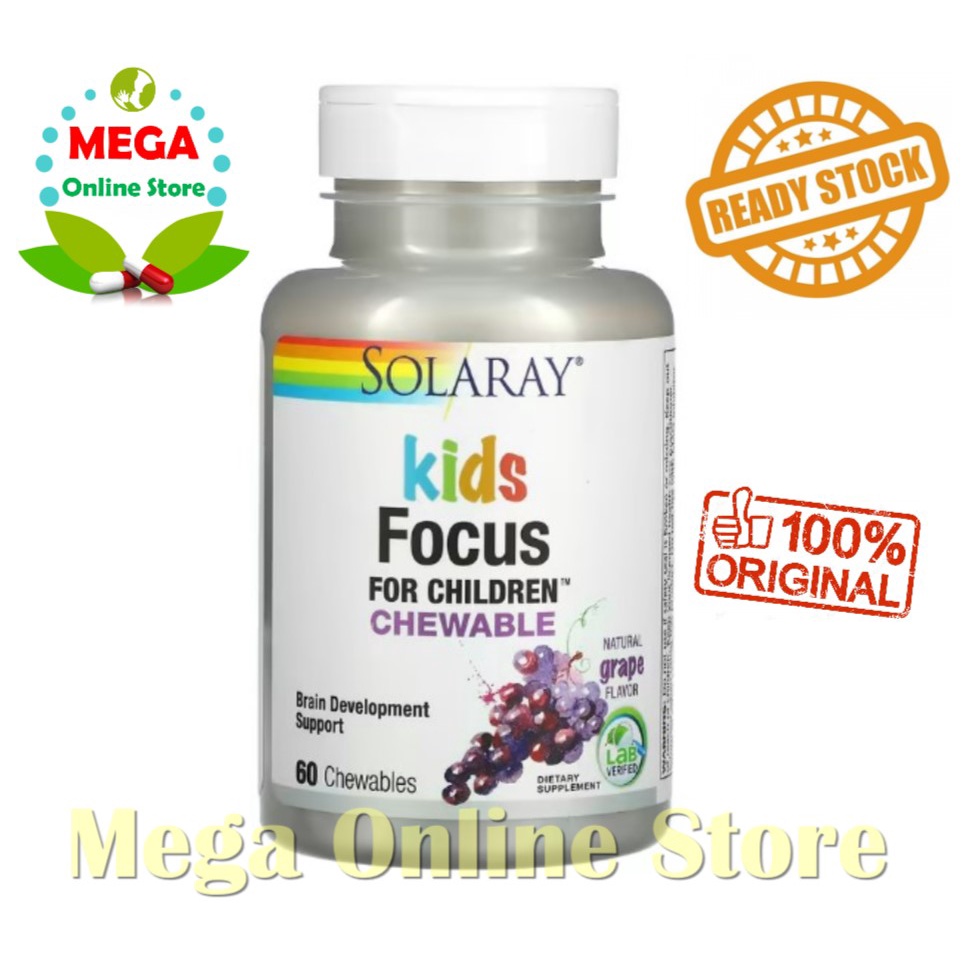 Solaray Kids Focus For Children Chewable Natural Grape 60 Chewable