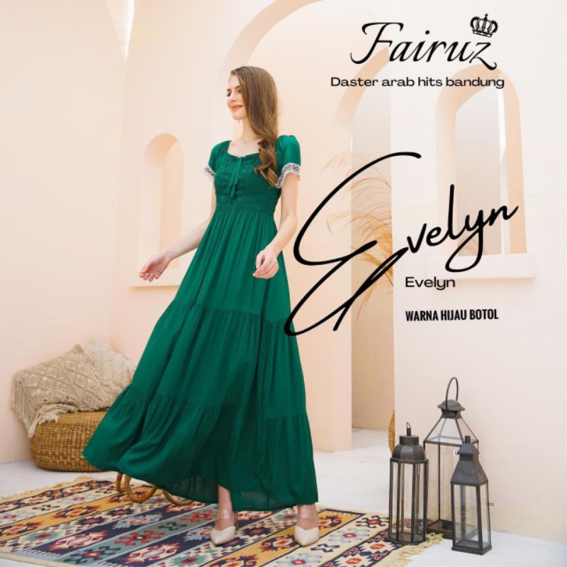 Daster Arab FAIRUZ EVELYN Long Dress Rayon sabrina Top crop super klok