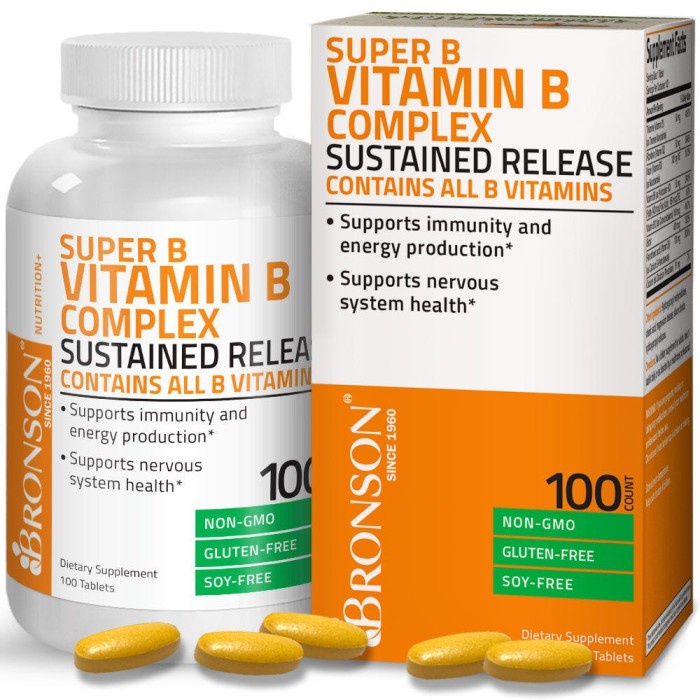 Bronson Vitamin B Complex Sustained Release 100 Tablets ORI USA