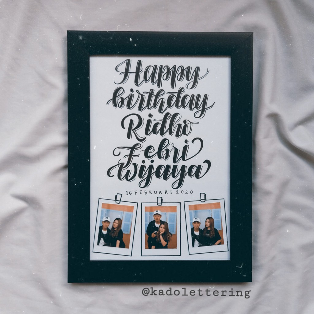 HAND LETTERING + FOTO DESAIN POLAROID UKURAN 10R (sudah dengan frame)
