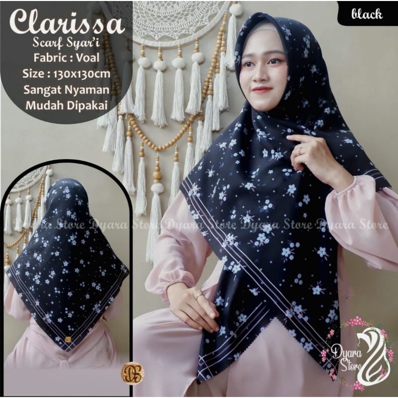 Clarissa By Dyara | Original | Jilbab Segi Empat Terbaru Kekinian | Jilbab Segi Empat Voal | Jilbab 